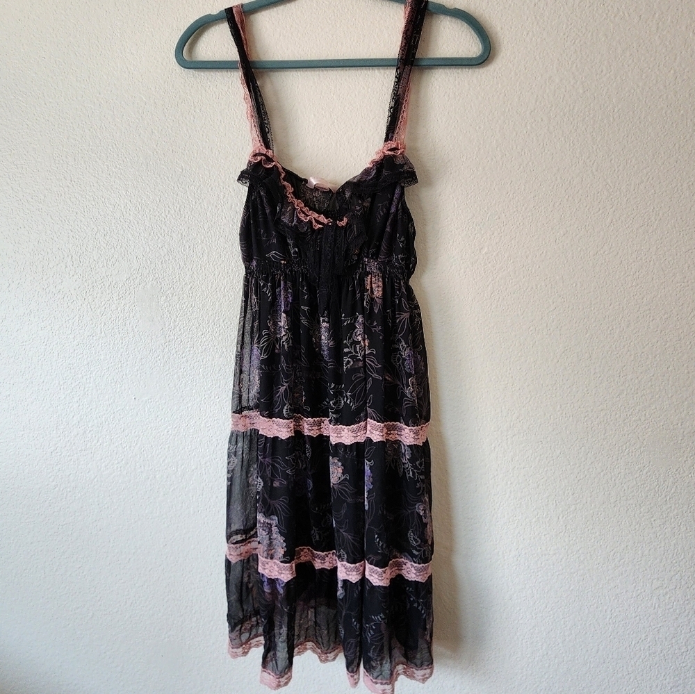 Victorias Secret Angels Black Sheer Babydoll Night Gown L